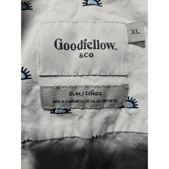 Men's Goodfellow Button Up Shirt Size XL Slim Sun White Short Sleeve 100% Cotton - Picture 3 of 12